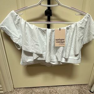 Unique vintage white top swimsuit.